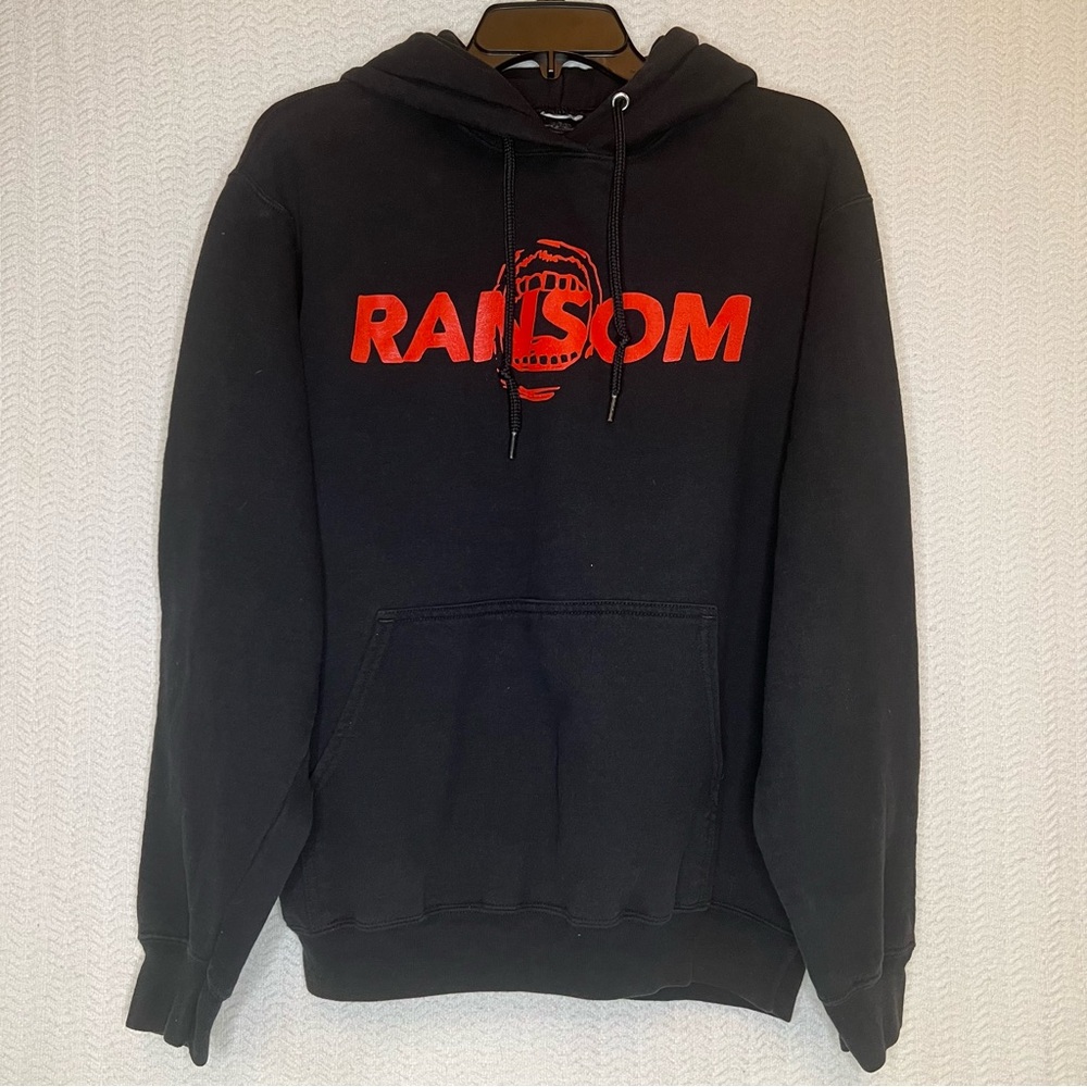 ransom / red and black ransom drawstring hoodie size medium